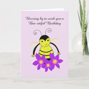 Cute Buzzing Bee Birthday Card