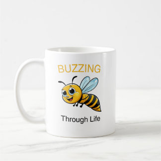 Cute buzzing bee cartoon coffee mug