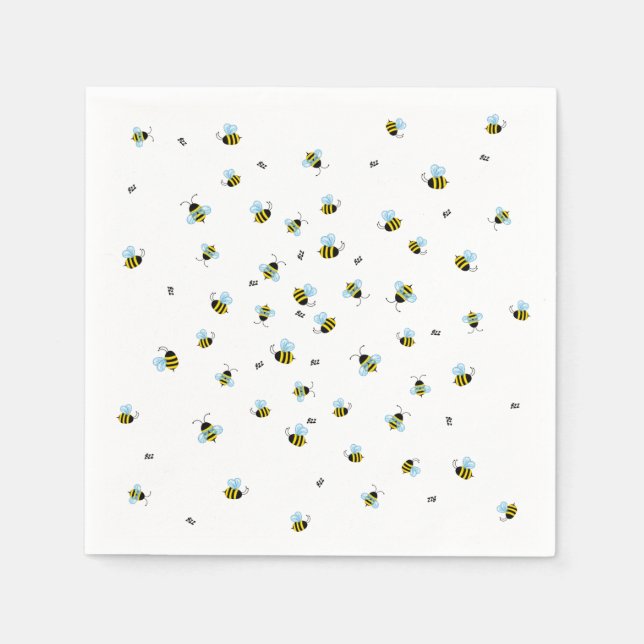 Cute Buzzing Bees Beneficial Garden Insects Napkin (Front)