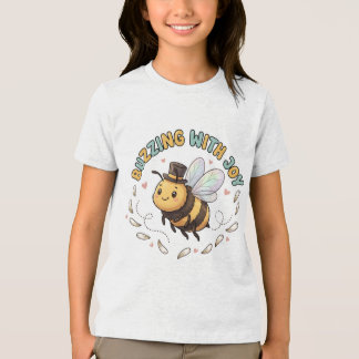 Cute Buzzing With Joy Honey Bee T-Shirt for Kids Tri-Blend Shirt
