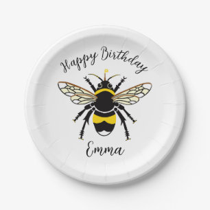 Cute Buzzy BEE  Wildlife - Happy Birthday - Party  Paper Plate