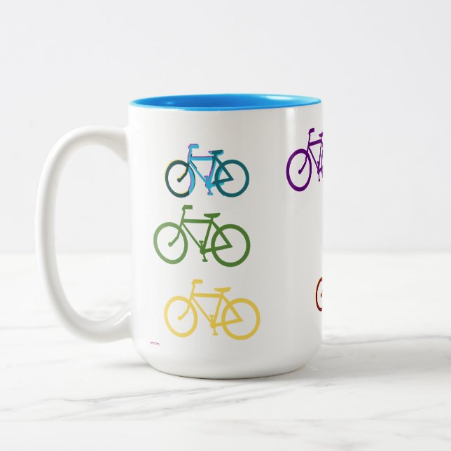 Cute Bycycles Two-Tone Coffee Mug (Left)