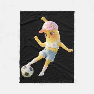 Cute Bynana Soccer Girl, Funny Footbyll Player Tee Fleece Blanket