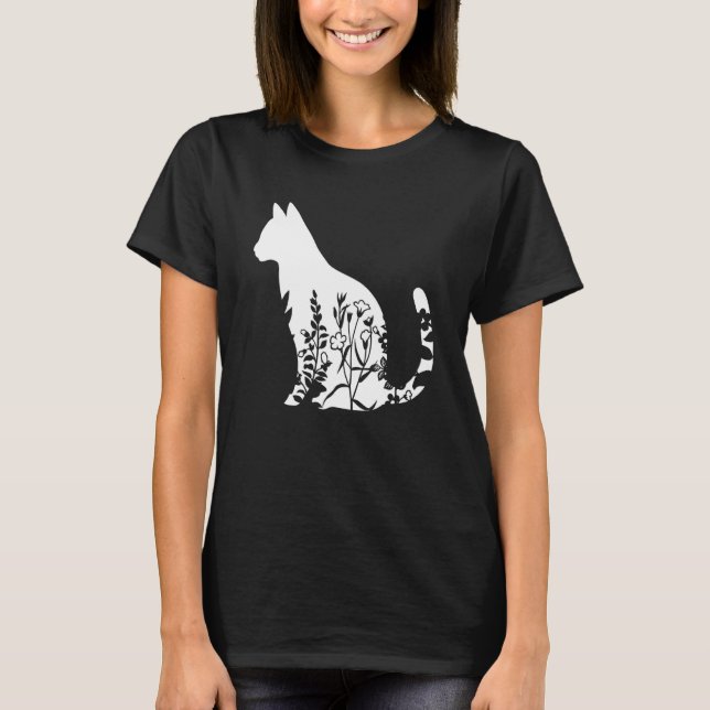 Cute Ca Ca Floral Ca Cat T-Shirt (Front)