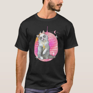 Cute Ca Cat Disco Retro Techno Dj Cat Party T-Shirt