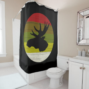 cute cabin moose decor Shower Curtain