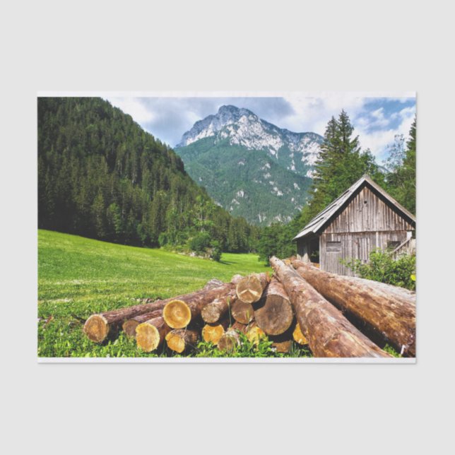 Cute Cabin Snuggled in a Summer Meadow  Tissue Paper (Front)