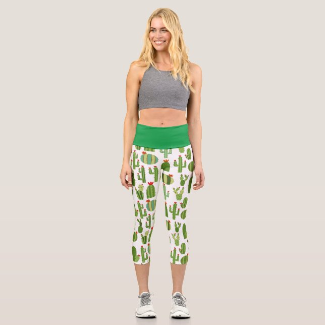 Cute Cacti Capri Leggings (Front)