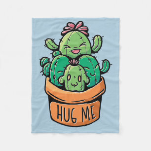 Cute Cacti Hug Me Fleece Blanket