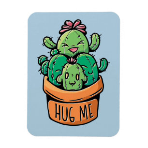Cute Cacti Hug Me Magnet
