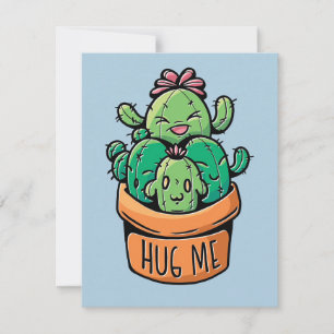 Cute Cacti Hug Me Thank You Card