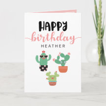 Cute Cacti Pink Happy Birthday