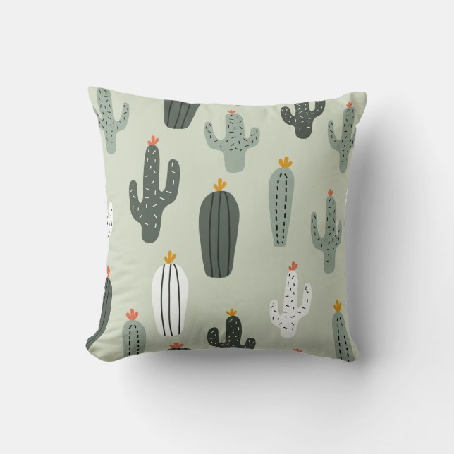 Cute cacti seamless pattern,background with hand d cushion (Front)