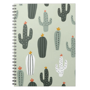 Cute cacti seamless pattern,background with hand d notebook