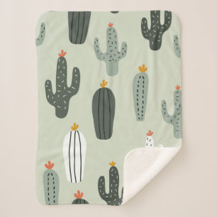 Cute cacti seamless pattern,background with hand d sherpa blanket