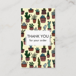 Cute Cacti & Succulents QR Code Order Thank You Business Card