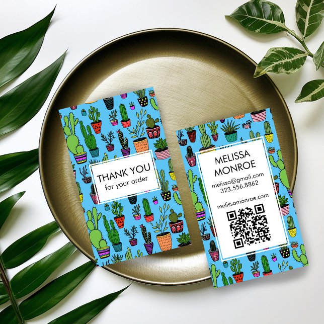 Cute Cacti & Succulents QR Code Order Thank You Business Card (Cute Cacti & Succulents QR Code Order Thank You Business Card
Customer Appreciation Packaging Crafts)