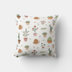 Cute cactus and succulents pattern cushion