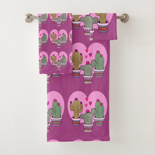 cute Cactus Bath Towel Set Zazzle.co.uk