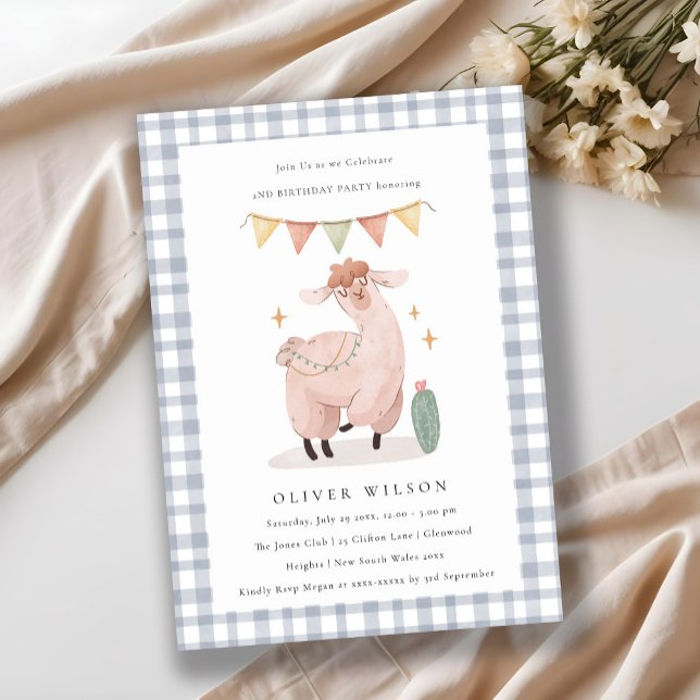 Cute Cactus Boho Llama Any Age Birthday Invite (Creator Uploaded)