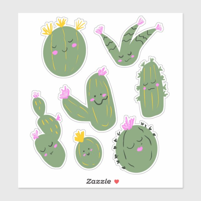Cute Cactus Cacti Illustration Set Sticker (Sheet)