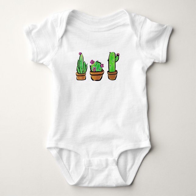 Cute Cactus cacti succulents  Baby Bodysuit (Front)