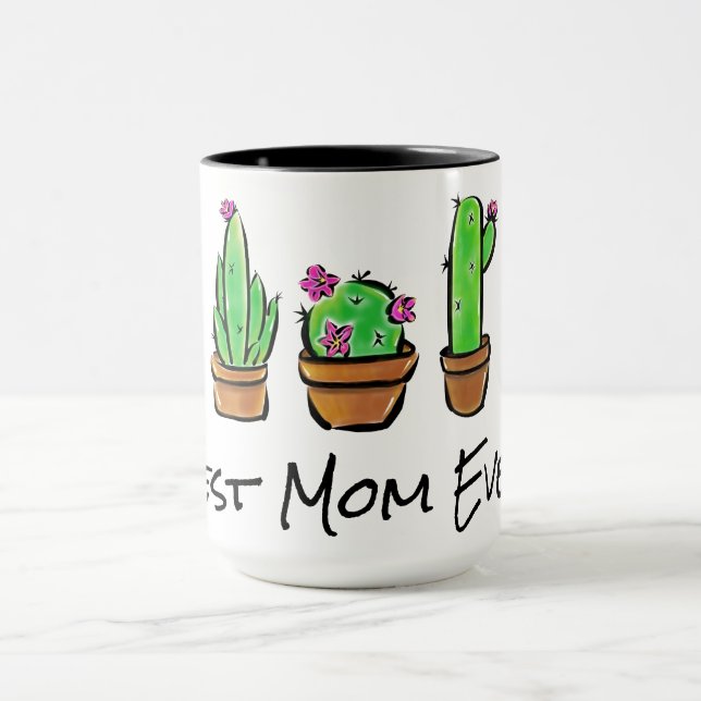 Cute Cactus cacti succulents best mum ever Mug (Center)