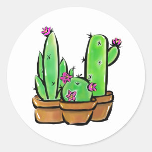 Cute Cactus cacti succulents Classic Round Sticker