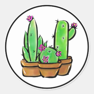 Cute Cactus cacti succulents Classic Round Sticker