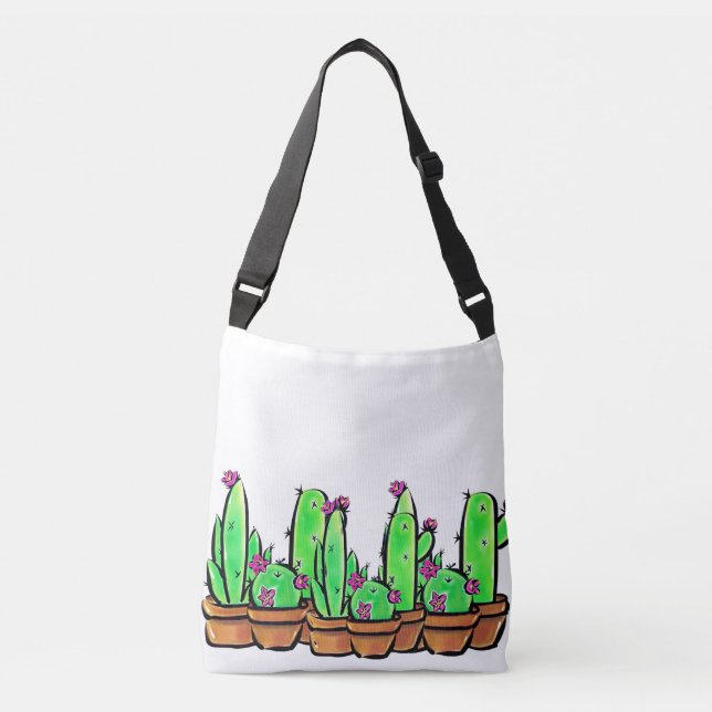 Cute Cactus cacti succulents  Crossbody Bag (Front)