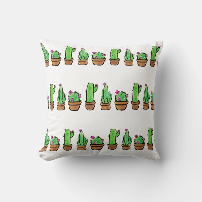 Cute Cactus cacti succulents flowers botanical Cushion (Front)
