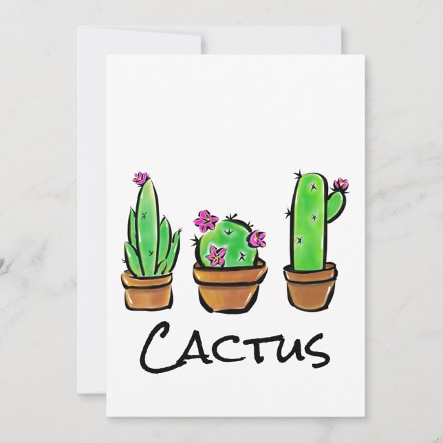 Cute Cactus cacti succulents  Invitation (Front)