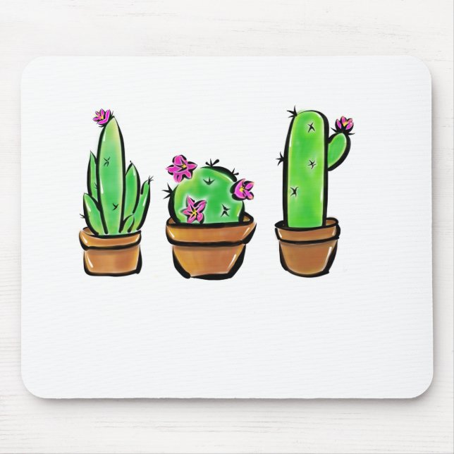 Cute Cactus cacti succulents  Mouse Mat (Front)