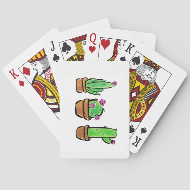 Cute Cactus cacti succulents  Playing Cards (Back)