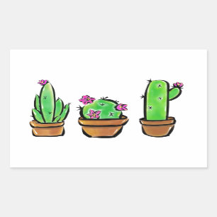 Cute Cactus cacti succulents  Rectangular Sticker