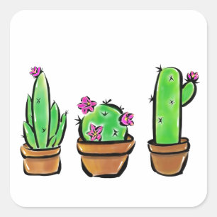 Cute Cactus cacti succulents  Square Sticker