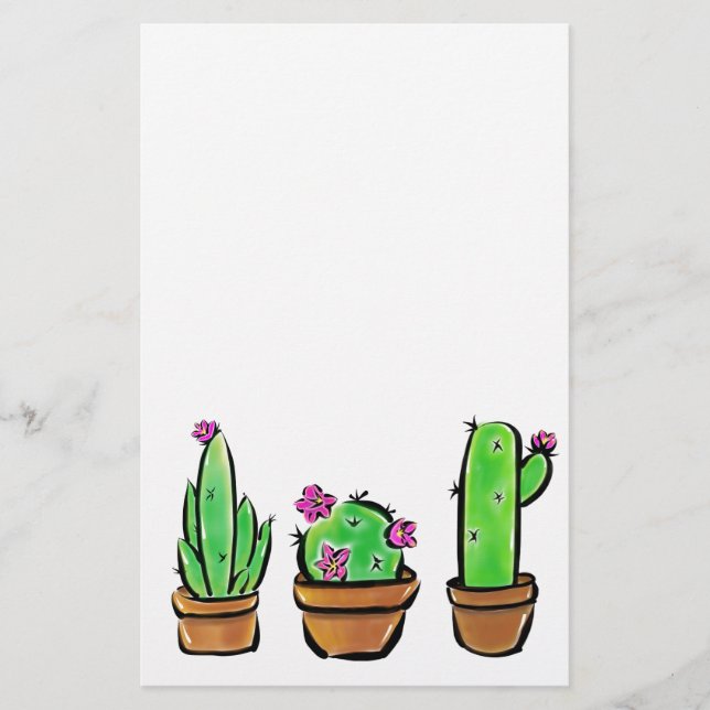 Cute Cactus cacti succulents  Stationery (Front)