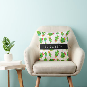 Cute Cactus, Cactus Pattern, Succulent, Your Name Cushion