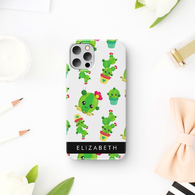 Cute Cactus, Cactus Pattern, Succulent, Your Name iPhone 16 Case (Creator Uploaded)