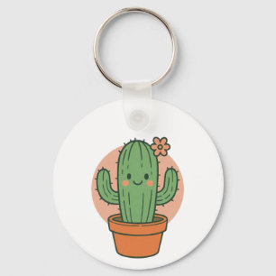 Cute Cactus Cartoon PNG Kawaii Plant Clipart Key Ring
