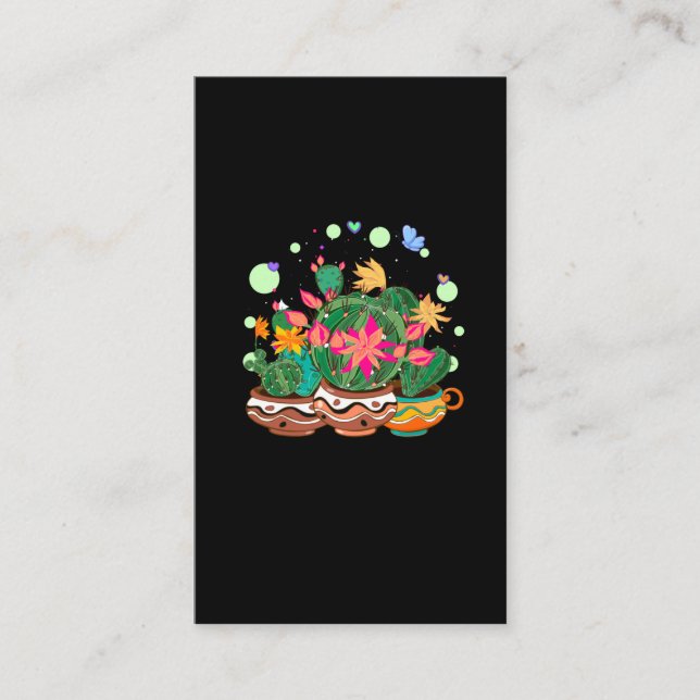 Cute Cactus Coloful Flowers Cacti Garden Art Business Card (Front)