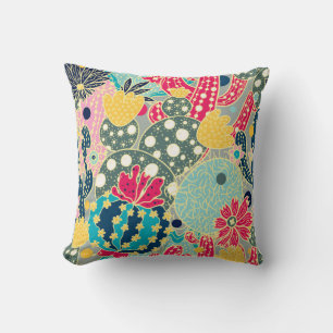 Cute cactus. Colorful seamless pattern. Cushion