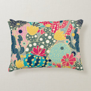 Cute cactus. Colourful seamless pattern. Decorative Cushion