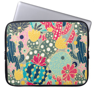 Cute cactus. Colourful seamless pattern.  Laptop Sleeve
