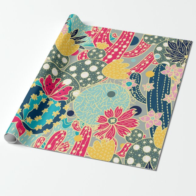Cute cactus. Colourful seamless pattern.  Wrapping Paper (Unrolled)