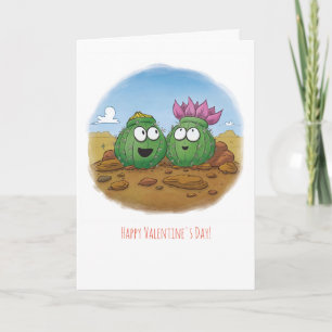 Cute Cactus Desert Bloom Valentine's Day Card