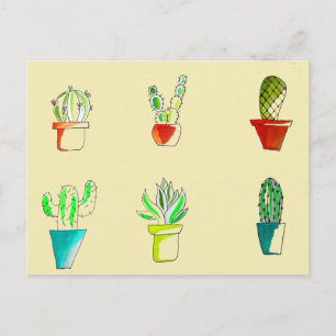 Cute cactus desert illustration postcard