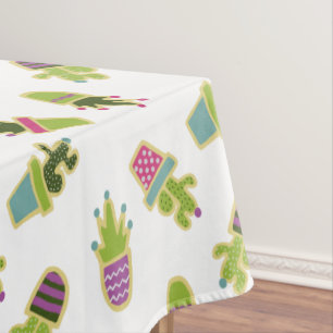 Cute cactus design with custom background colour tablecloth