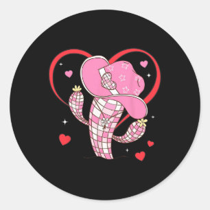 Cute Cactus Disco In Valentine's Day For Women And Classic Round Sticker