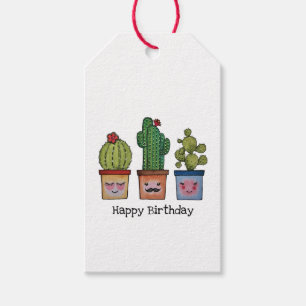 Cute Cactus Family In Watercolor Gift Tags